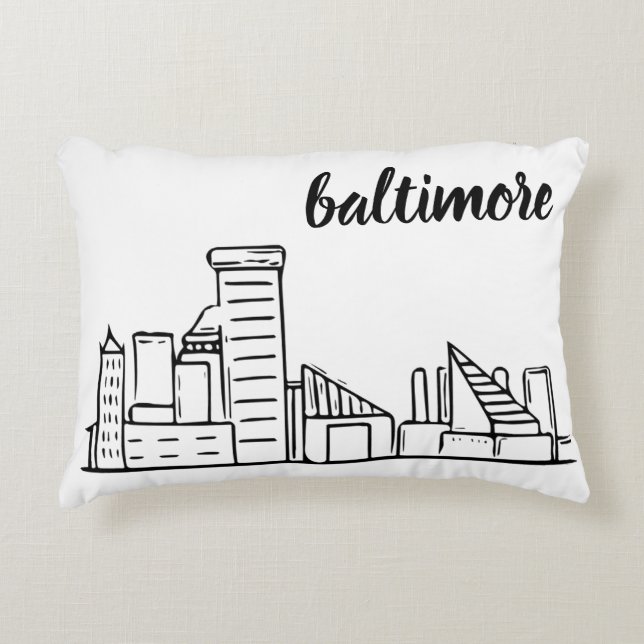 Baltimore Skyline Accent Kussen (Voorkant)