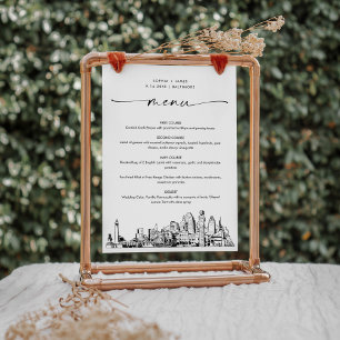 Baltimore Skyline Bruiloft Diner Menu Kaart 5x7