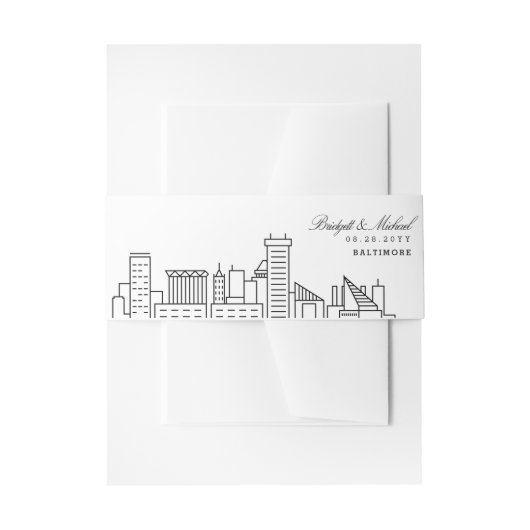 Baltimore Skyline bruiloft | Uitnodigingen Wikkel (Voorkant Voorbeeld)