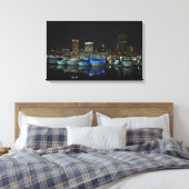 Baltimore skyline en boten 's nachts canvas afdruk (Insitu (Slaapkamer))