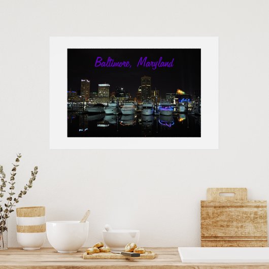 Baltimore Skyline-foto Poster (Keuken)