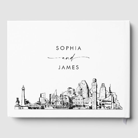 Baltimore Skyline Huwelijk Gastenboek (Achterkant)
