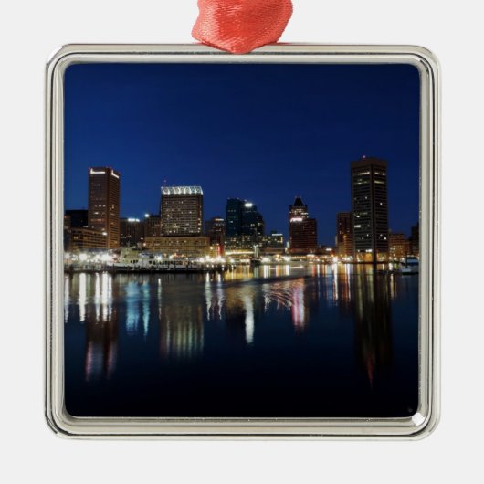 Baltimore Skyline in Dusk Metalen Ornament (Voorkant)