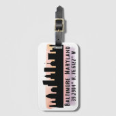 Baltimore Skyline Latitude en Lengtegraad Bagagelabel (Voorkant (verticaal))