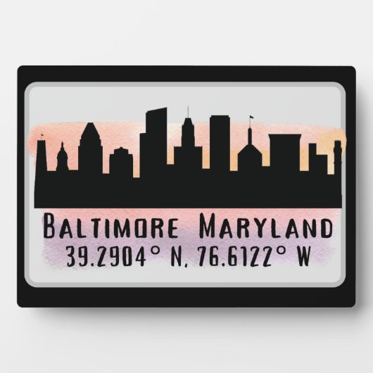 Baltimore Skyline Latitude en Lengtegraad Fotoplaat (voorkant)