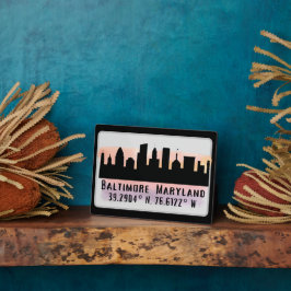 Baltimore Skyline Latitude en Lengtegraad Fotoplaat