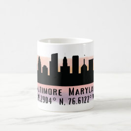 Baltimore Skyline Latitude en Lengtegraad Koffiemok