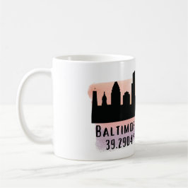 Baltimore Skyline Latitude en Lengtegraad Koffiemok