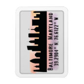 Baltimore Skyline Latitude en Lengtegraad Magneet (Verticaal)