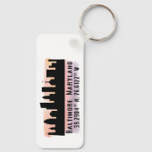 Baltimore Skyline Latitude en Lengtegraad Sleutelhanger (Achterkant)