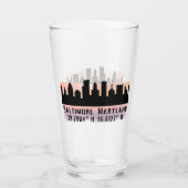 Baltimore Skyline Latitude en Longitude Pint Glas (Achterkant)