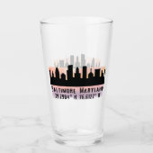 Baltimore Skyline Latitude en Longitude Pint Glas (Voorkant)