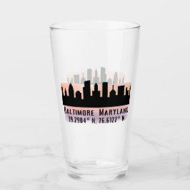 Baltimore Skyline Latitude en Longitude Pint Glas