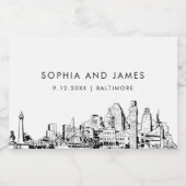 Baltimore Skyline Mini Sparkling Wijnetiket (Enkel label)