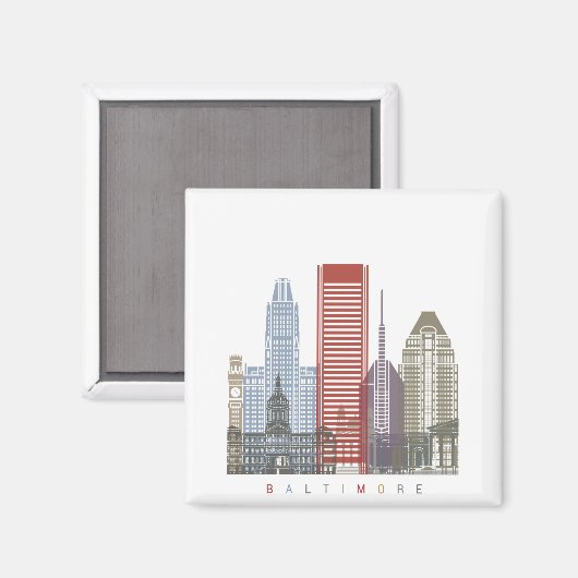Baltimore skyline poster magneet (Voorkant / Achterkant)