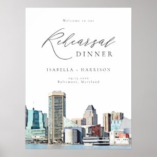 BALTIMORE Skyline repetitie diner welkomstbord Poster
