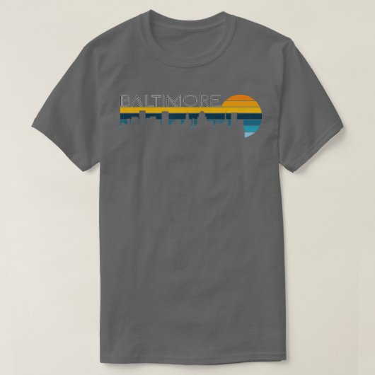 Baltimore Skyline Retro Sunset Baltimore T-shirt (Design voorkant)