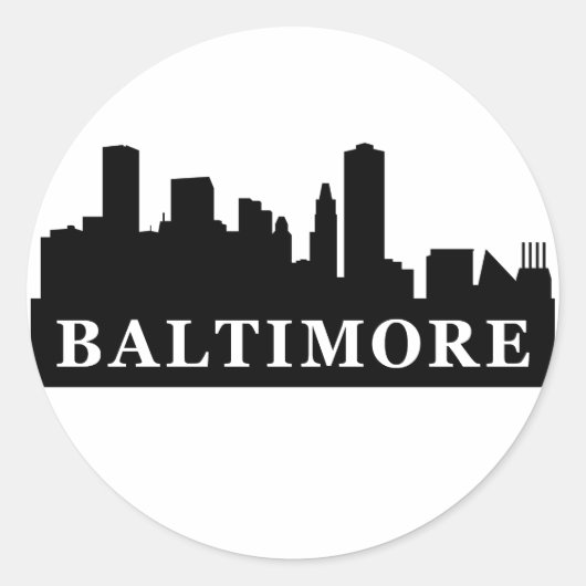 Baltimore Skyline Ronde Sticker (Voorkant)