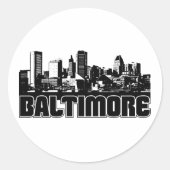 Baltimore Skyline Ronde Sticker (Voorkant)