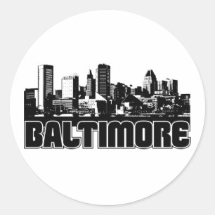 Baltimore Skyline Ronde Sticker