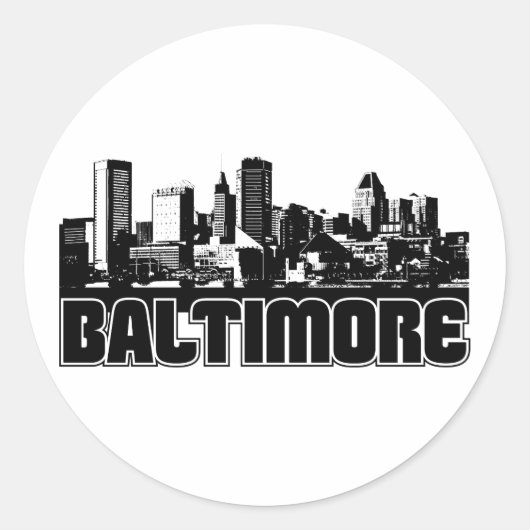 Baltimore Skyline Ronde Sticker (Voorkant)