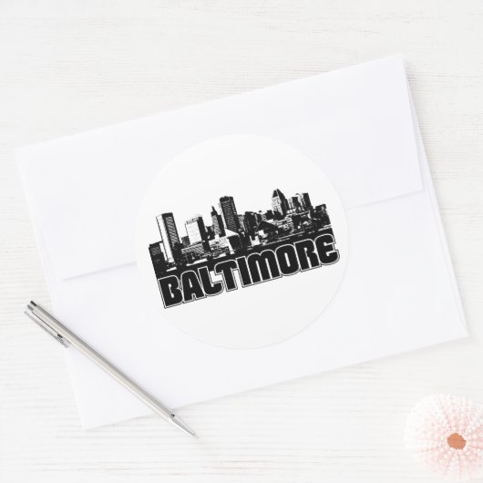 Baltimore Skyline Ronde Sticker (Envelop)