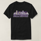 Baltimore Skyline Tekst Paarse Goud T-shirt (Design voorkant)
