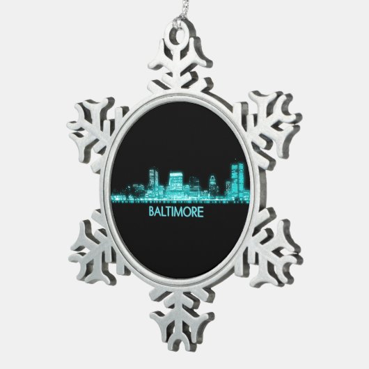 Baltimore Skyline Tin Sneeuwvlok Ornament (Rechts)