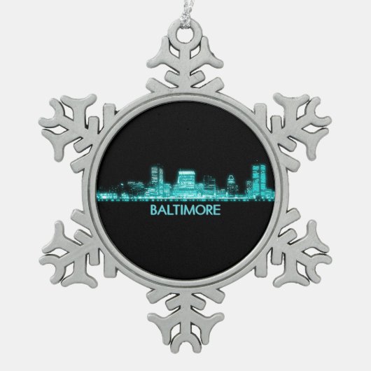 Baltimore Skyline Tin Sneeuwvlok Ornament (Voorkant)