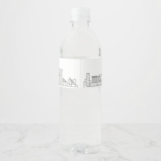 Baltimore Skyline | Welkomstbericht Waterfles Etiket (Achterkant)