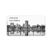 Baltimore Skyline - zwart en wit Etiket (Voorkant)