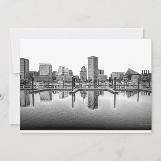 Baltimore Skyline - zwart en wit Kaart (Voorkant)