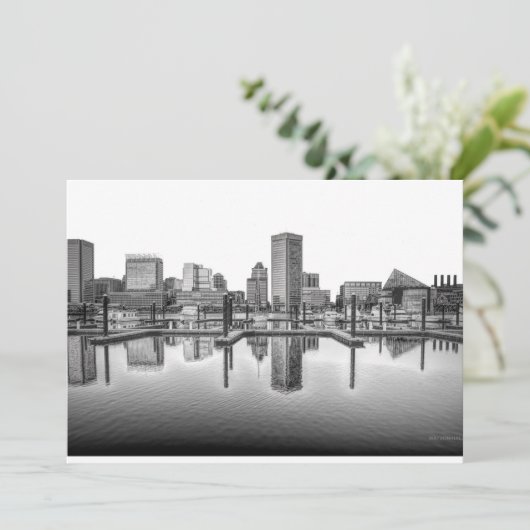 Baltimore Skyline - zwart en wit Kaart (Staand voorkant)
