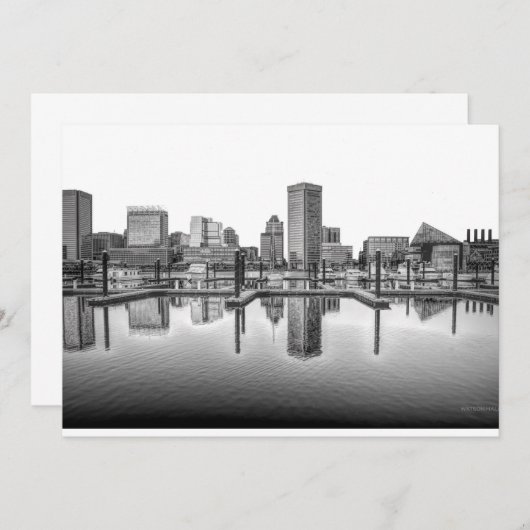 Baltimore Skyline - zwart en wit Kaart (Voorkant / Achterkant)