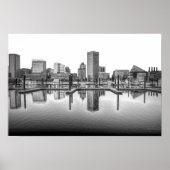 Baltimore Skyline - zwart en wit Poster (Voorkant)
