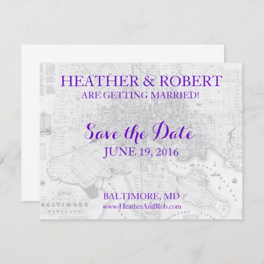 Baltimore sparen de  Kaart van de Datum (grijs) (Voorkant / Achterkant)