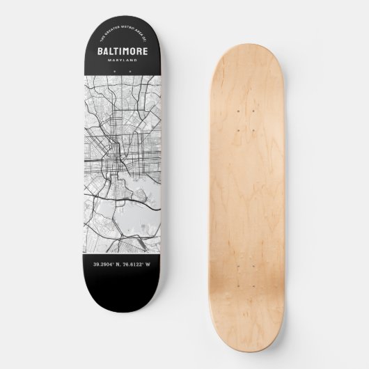 Baltimore Stadsplattegrond Skateboard (Voorkant)