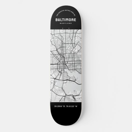 Baltimore Stadsplattegrond Skateboard (Voorkant)