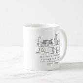 Baltimore Stylized Skyline | Aangepaste slogan Koffiemok (Voorkant rechts)
