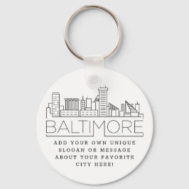 Baltimore Stylized Skyline | Aangepaste slogan Sleutelhanger