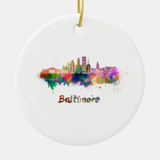 Baltimore V2 skyline in watercolor Keramisch Ornament