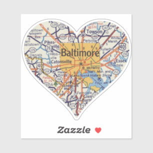 Baltimore Vintage Kaart Sticker
