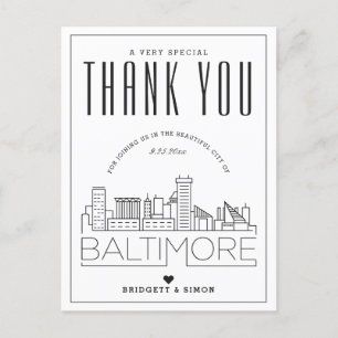 Baltimore Wedding Bedankt voor komst! Briefkaart