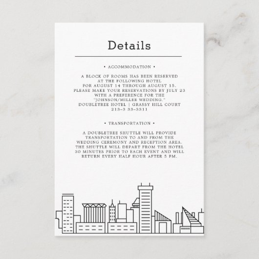 Baltimore Wedding | Gastinformatie Informatiekaartje (Voorkant)