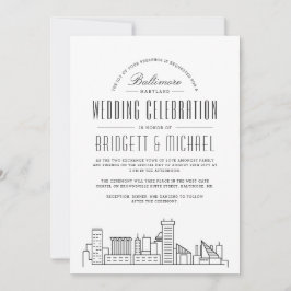 Baltimore Wedding | Moderne Deco Skyline Kaart