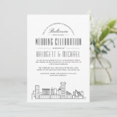Baltimore Wedding | Moderne Deco Skyline Kaart (Staand voorkant)