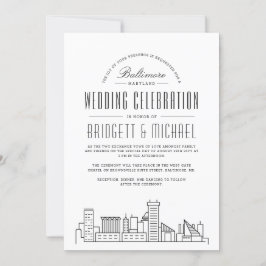 Baltimore Wedding | Moderne Deco Skyline Kaart