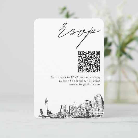 Baltimore Wedding RSVP QR Code Small Informatiekaartje (Staand voorkant)