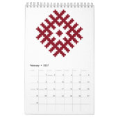 Baltisch Lets Traditioneel Volkspatroon Kalender (Feb 2027)
