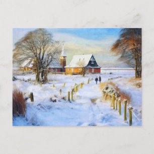 Baltisch zee in de winter. Lopende mensen Briefkaart